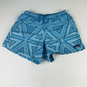 Patagonia Barely Baggies Shorts Womens XS Blue Unlined Drawstring Geometric